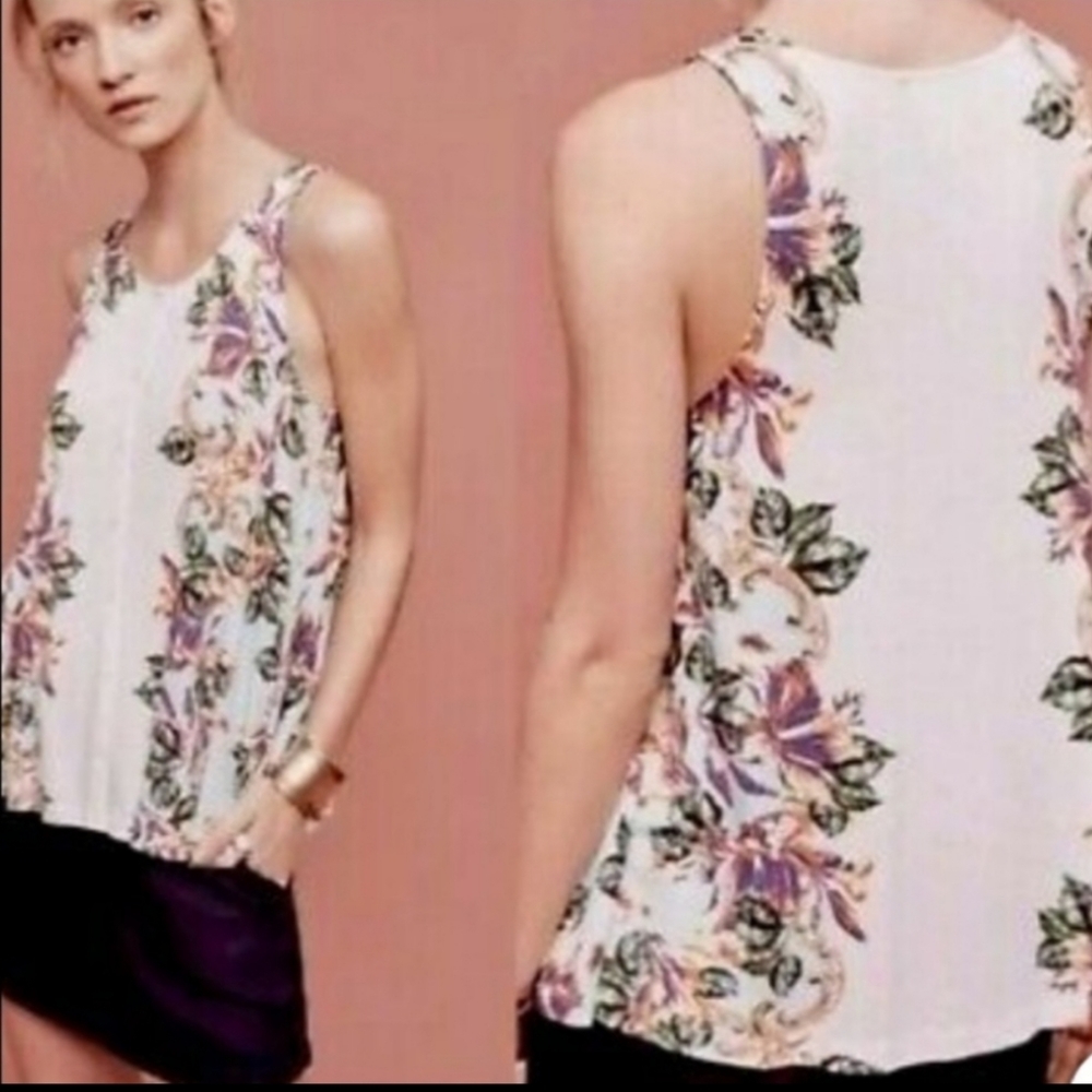 Akema + Kin Floral Sleeveless Tunic TankTo…